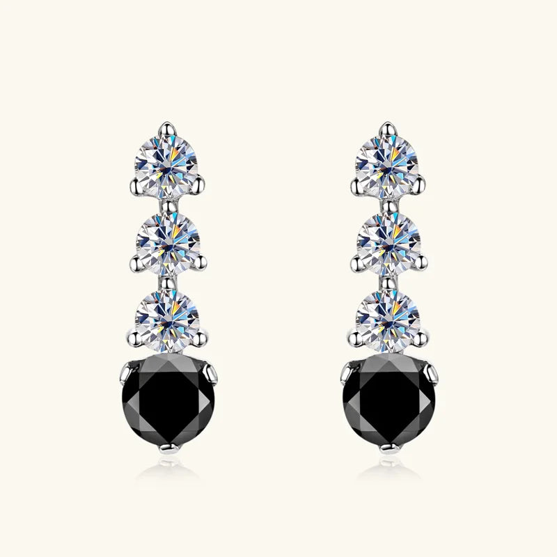 Anziw 0.38CTTW. Black &White Moissanite Drop Stud Earrings for Women Real 925 Silver Anti-allergy Fine Jewelry Gifts 2025 New