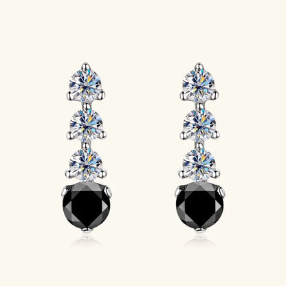 Anziw 0.38CTTW. Black &White Moissanite Drop Stud Earrings for Women Real 925 Silver Anti-allergy Fine Jewelry Gifts 2025 New