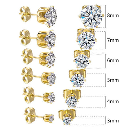 Anziw 3mm-9mm D Round Moissanite Stud Earrings for Women Men Sparking Earrings 925 Silver Hypoallergenic Certified Fine Jewelry