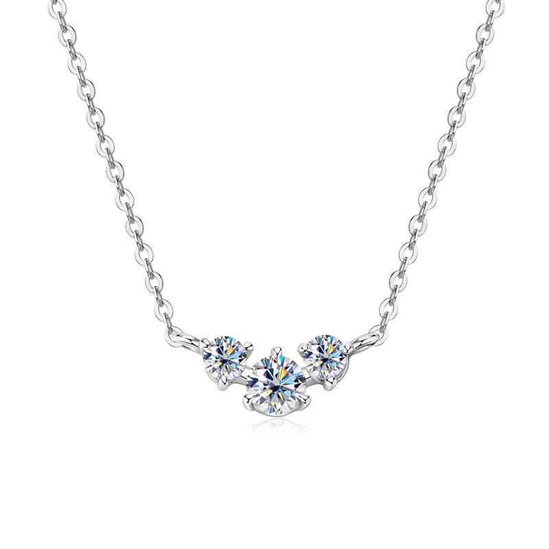 2025 New 4mm&2mm D Color Moissanite Pendant Necklace Plated 18K Gold 925 Silver Chain Jewelry Certified for Women Girl Gifts