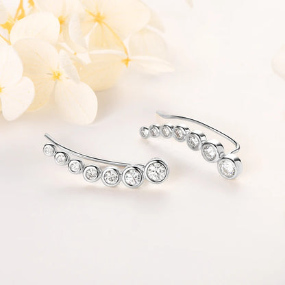 Anziw 1.52CTTW. Full Bezel Moissanite Earrings Climber Crawler 100% Real 925 Silver for Women with Certified Fine Jewelry Gifts