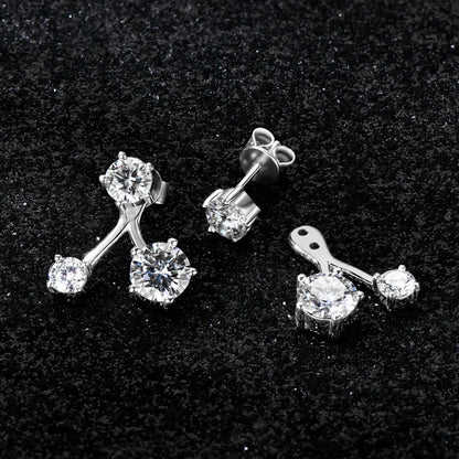 Anziw Trendy Dual Use Earrings Jackets 925 Sterling Silver D Color Moissanite Ear Jacket Studs for Women Jewelry Valentine Gifts