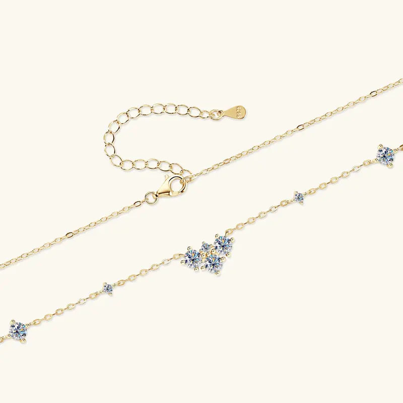 2025 New 4mm&2mm D Color Moissanite Pendant Necklace Plated 18K Gold 925 Silver Chain Jewelry Certified for Women Girl Gifts