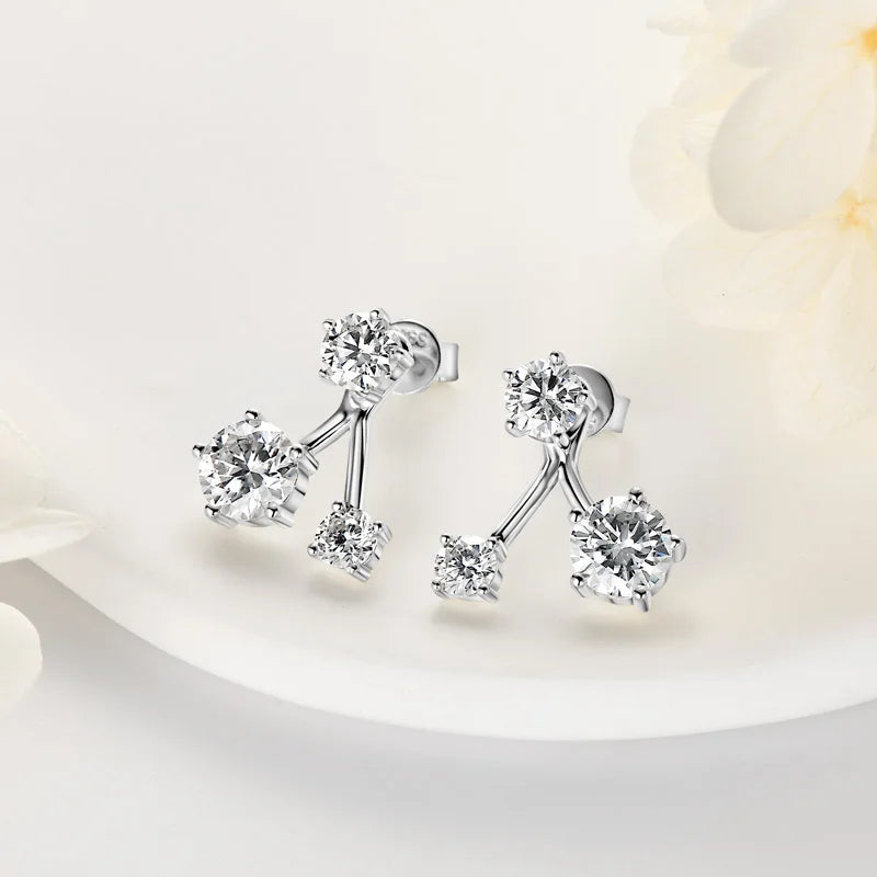 Anziw Trendy Dual Use Earrings Jackets 925 Sterling Silver D Color Moissanite Ear Jacket Studs for Women Jewelry Valentine Gifts
