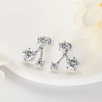 Anziw Trendy Dual Use Earrings Jackets 925 Sterling Silver D Color Moissanite Ear Jacket Studs for Women Jewelry Valentine Gifts