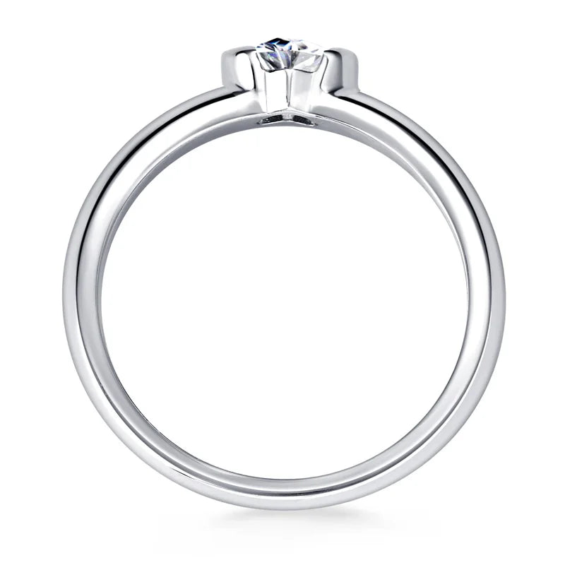 Anziw Rose Gold Color 0.5ct Heart Shaped Moissanite Solitaire Engagement Ring Silver 925 for Women Promise Wedding Bands Jewelry