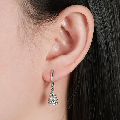Anziw 2CT 1CT D Color Moissanite Dangle Drop Earrings for Women 925 Silver Elegant Wedding Engagement Earrings with Certificate