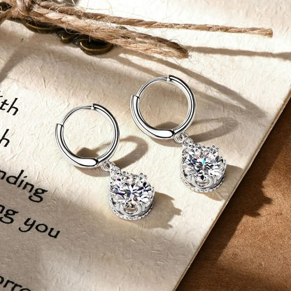 Anziw 2CT 1CT D Color Moissanite Dangle Drop Earrings for Women 925 Silver Elegant Wedding Engagement Earrings with Certificate
