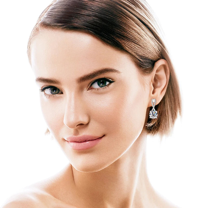 Real 925 Sterling Silver Infinity Hoop Earrings for Women 4.10ctw. Moissanite Drop Earrings Luxury Wedding Jewelry Certificate