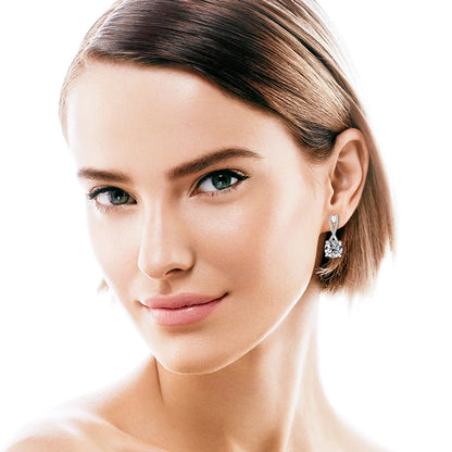 Real 925 Sterling Silver Infinity Hoop Earrings for Women 4.10ctw. Moissanite Drop Earrings Luxury Wedding Jewelry Certificate