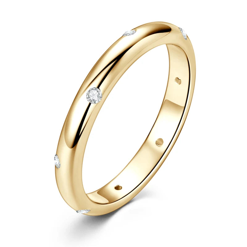 ANZIW 925 Sterling Silver Ring 18k Gold Plated D Color Round Moissanite Ring Promise Bands for Women Daily Jewelry Certificate