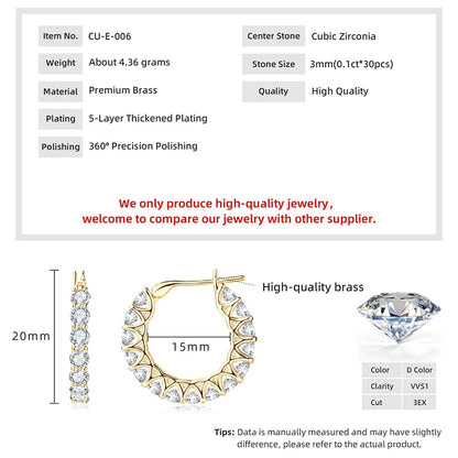 Anziw 14k Gold Filled Earring 3mm Cubic Zirconia Hoop Huggie Earrings Round Cut for Women Wedding Party Jewelry Gift 2026 New