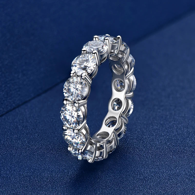 100% S925 Sterling Silver 3mm 5mm Full Moissanite Eternity Ring for Women Men White Gold Plated Engagement Wedding Rings Band