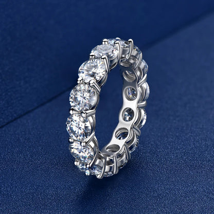100% S925 Sterling Silver 3mm 5mm Full Moissanite Eternity Ring for Women Men White Gold Plated Engagement Wedding Rings Band