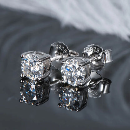 Anziw Sparkle Real Moissanite Black Stud Earrings Diamond 925 Silver Gold Ear Piercing Jewelry for Women Men Gifts 3mm/4mm/5mm