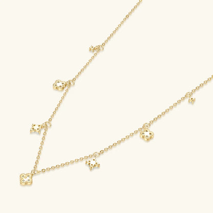 Anziw 3mm D Moissanite Jewelry Set Clover Flower Pendant Necklace Earrings Bracelet 3 in 1 Sets for Women 925 Silver Charm Gifts