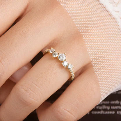 Anziw Real S925 Ring Cluster Moissanite Sterling Silver Wedding Engagement Finger Rings Fashion Band for Women Fine Jewelry 925