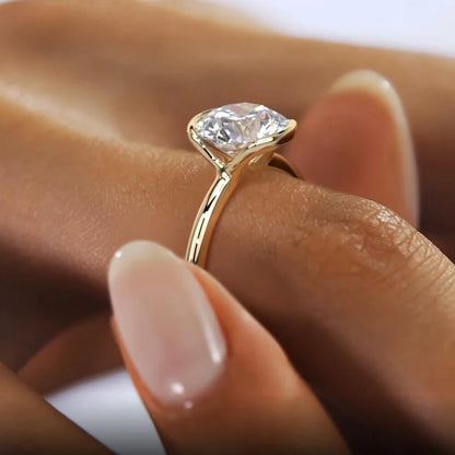 18k Gold Plated Wedding Ring 1.0CT D Color Moissanite Solitaire Ring Promise Bands for Women 925 Sterling Silver Certificate