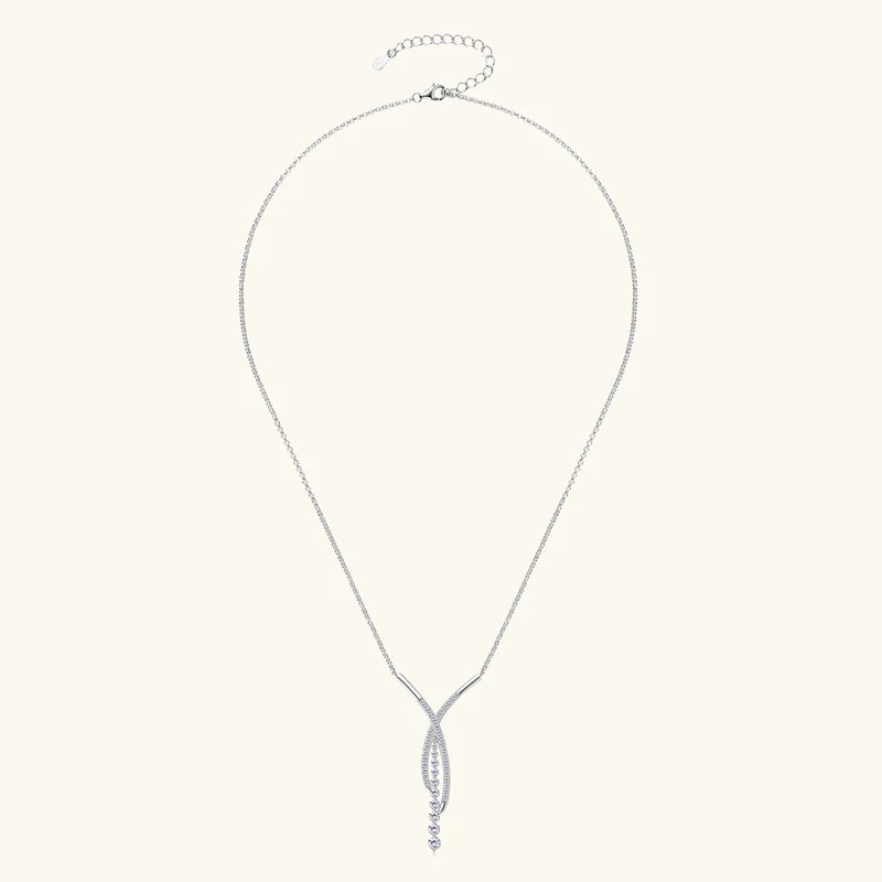 New Full Moissanite Y Pendant Necklace for Women 925 Silver Adjustable Chain Luxury Bar Moissanite Drop Jewelry Gift 2025 Trend