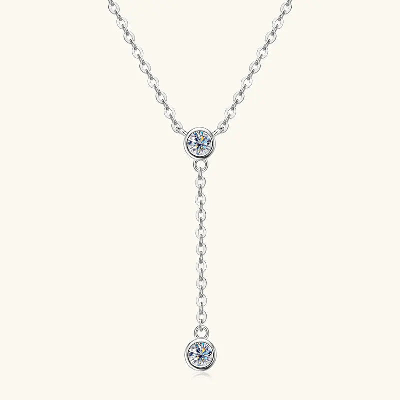 Anziw 3mm D Color Moissanite Y Shape Long Pendant Necklace for Women Adjustable Chain 100% 925 Silver Jewelry Trendy 2025 Gifts