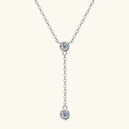 Anziw 3mm D Color Moissanite Y Shape Long Pendant Necklace for Women Adjustable Chain 100% 925 Silver Jewelry Trendy 2025 Gifts
