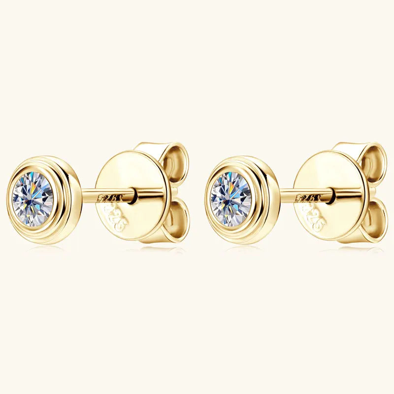 Anziw 3mm D Color Bezel Moissanite Stud Earrings 925 Sterling Silver Earrings Mini Needle for Couple Women Men Valentine's Gift