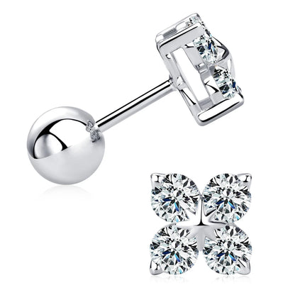Trendy Clover Flower Stud Earrings 3mm D Moissanite Lab Diamond 100% Real 925 Silver Piercing Ear Jewelry for Women Gifts 2025