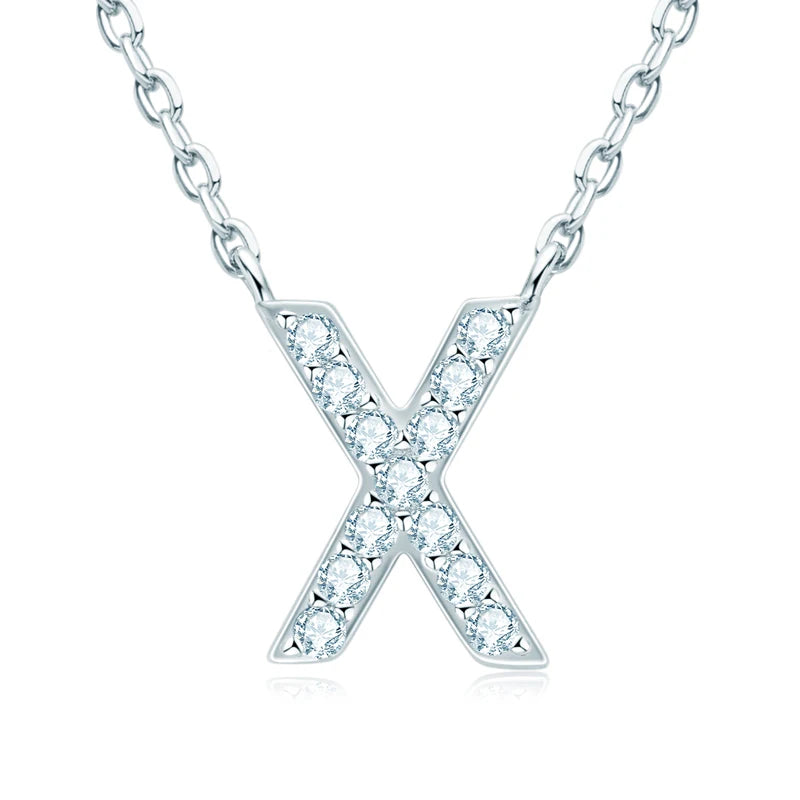 Anziw Initial Moissanite 26 Letter Pendant Necklace for Women Men Real Silver 925 Name Pendant Fine Jewelry Valentine's Day Gift
