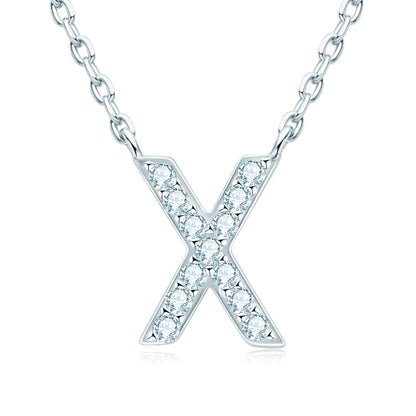 Anziw Initial Moissanite 26 Letter Pendant Necklace for Women Men Real Silver 925 Name Pendant Fine Jewelry Valentine's Day Gift