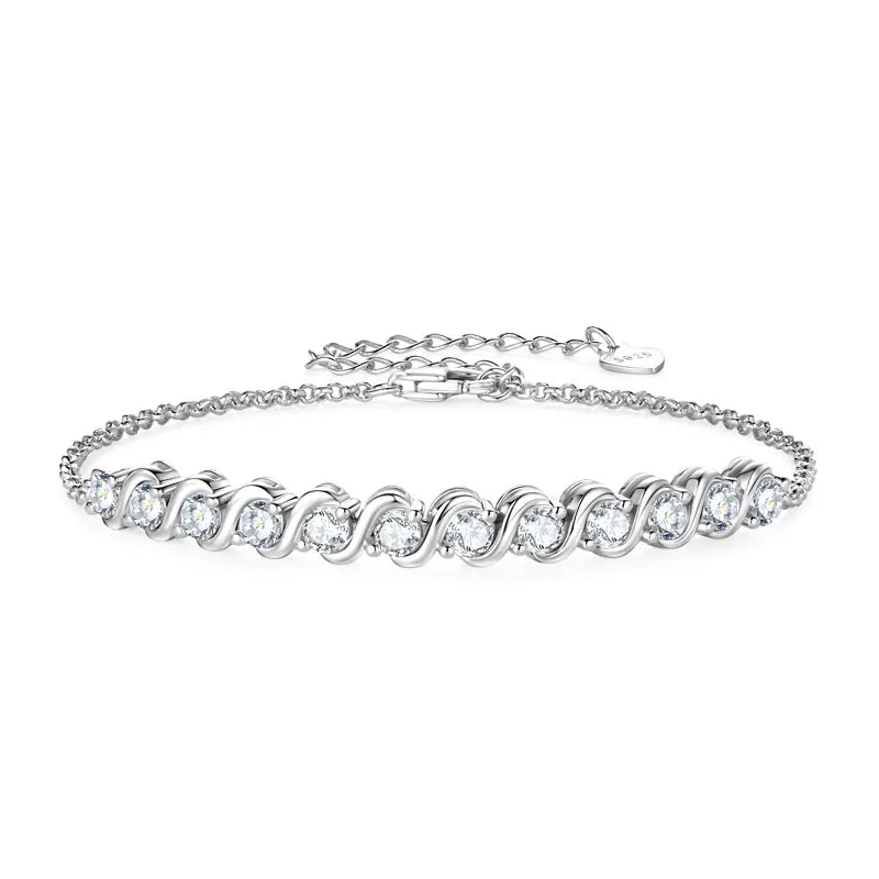 Anziw Real 3mm D Color Moissanite Infinity Bracelet for Women 925 Silver Adjustable Chain 2025 Trend Certified Fine Jewelry Gift