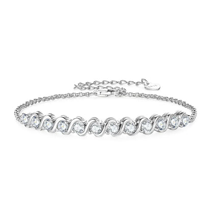Anziw Real 3mm D Color Moissanite Infinity Bracelet for Women 925 Silver Adjustable Chain 2025 Trend Certified Fine Jewelry Gift