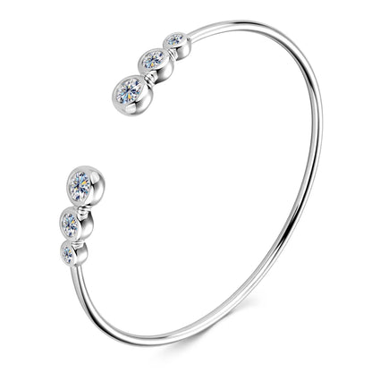 Anziw Simple Open Ended Bracelets Cuff Silver 925 D Color Moissanite Bracelet Bangle for Women Luxury Gold Plated Charm Jewelry