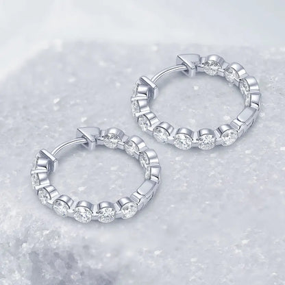 Anziw 2.2cttw. 3mm D Moissanite Hoop Earrings for Women Real 925 Silver Sparking Round Cut Lab Diamond Earrings 2025 New Jewelry
