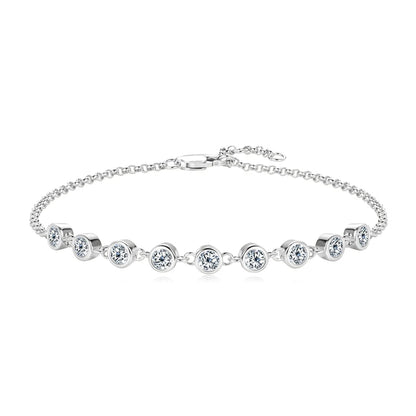 Anziw Fashion 925 Sterling Silver Bubble Bracelet 2.5mm D Color Bezel Moissanite Bracelets for Women Birthday Gift Fine Jewelry