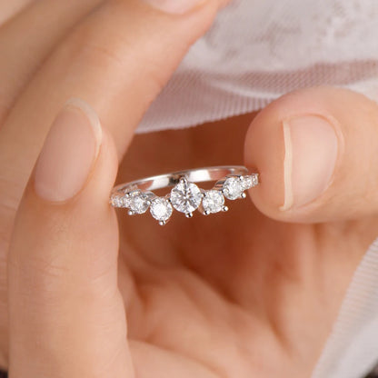 Anziw Real S925 Ring Cluster Moissanite Sterling Silver Wedding Engagement Finger Rings Fashion Band for Women Fine Jewelry 925