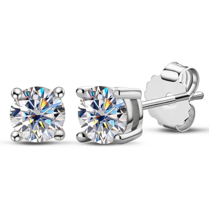 Anziw Sparkle Real Moissanite Black Stud Earrings Diamond 925 Silver Gold Ear Piercing Jewelry for Women Men Gifts 3mm/4mm/5mm