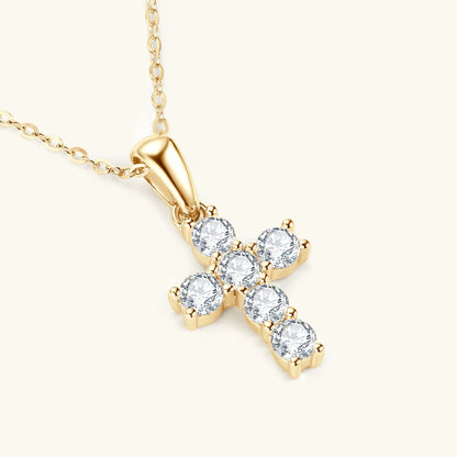 Anziw Classic Charm Cross Pendant Necklace 925 Sterling Silver Moissanite with Certificate  for Women Men Gifts Collar Jewelry