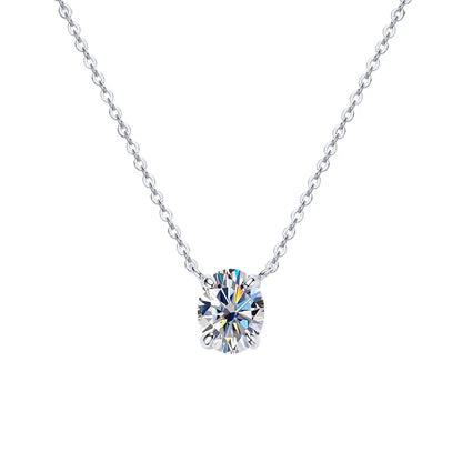 Anziw 2.0CT Oval Cut D Moissanite Solitaire Pendant Necklace for Women 925 Silver Adjustable Chain Certified Fine Jewelry Gifts