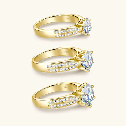 Anziw 1ct 2ct 3ct D Moissanite Ring for Women 925 Sliver 18k Gold Plated Classic Engagement Wedding Promise Rings Finger Jewelry