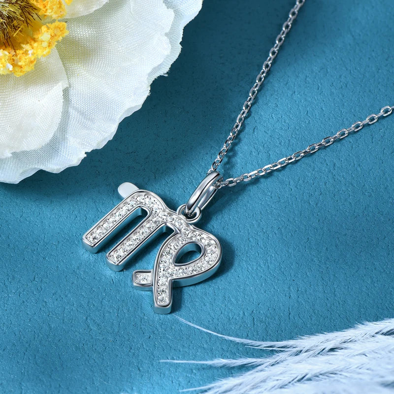 925 Sterling Silver Zodiac Sign 12 Constellation Pendant Micro-Set 1mm Moissanite Necklace Charm For Women Jewelry Birthday Gift