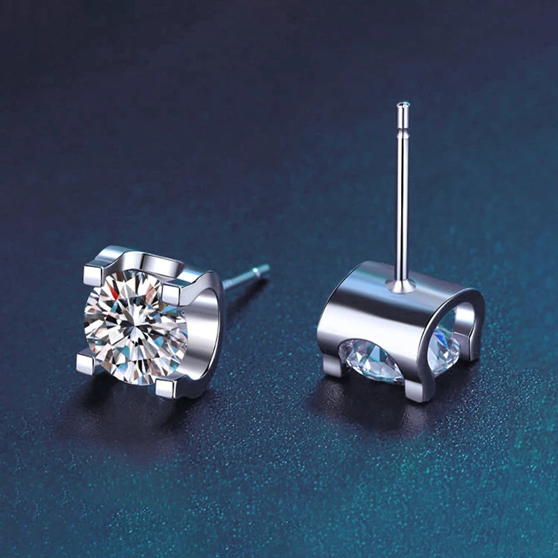 Original 925 Silver Certified 0.5CT D Color Moissanite Jewelry Set Solitaire Pendant Necklace Stud Earrings for Women Gifts S925