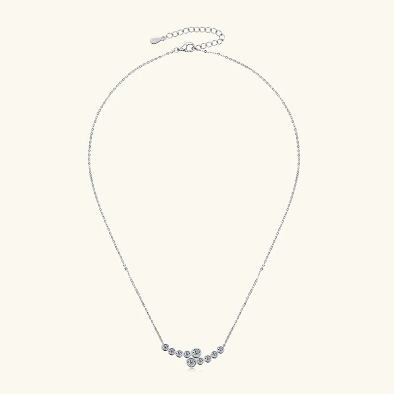 Anziw 4mm&3mm Bubble Moissanite Curved Pendant Necklace for Women 925 Silver Collar French Unique Jewelry 2025 Anniversary Gift