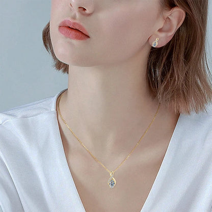 Oval Cut 3.0cttw D Moissanite Jewelry Set for Women 925 Silver 2ct Infinity Pendant Necklace 0.5ct Stud Earrings Sets 2025 Gifts