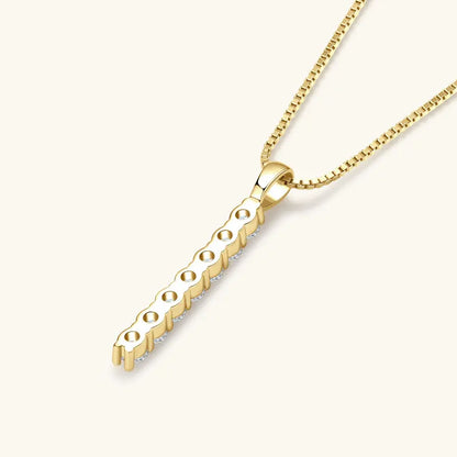 Anziw 2.8mm 0.56ctw. Moissanite Pendant Necklace for Women 925 Silver Adjustable Chain 7-stone Bar Necklaces Trend Jewelry Gifts