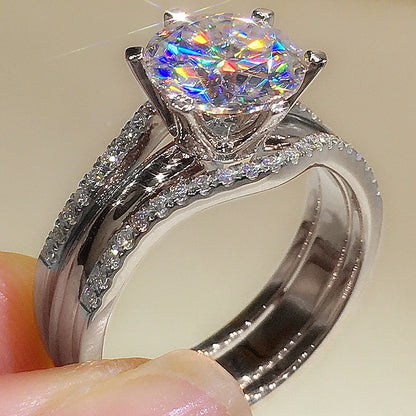 Anziw Gold Color 3.0CT Moissainte Wedding Rings Bridal Sets for Women Classic 2ct Designed Promise Band Engagement Jewelry Gifts