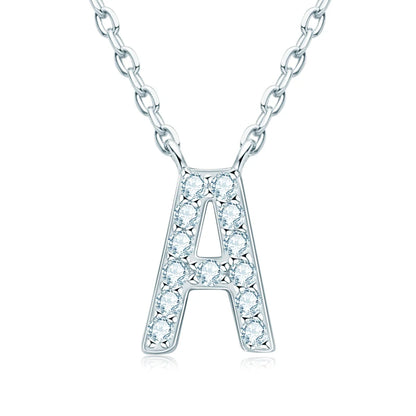 Anziw Initial Moissanite 26 Letter Pendant Necklace for Women Men Real Silver 925 Name Pendant Fine Jewelry Valentine's Day Gift