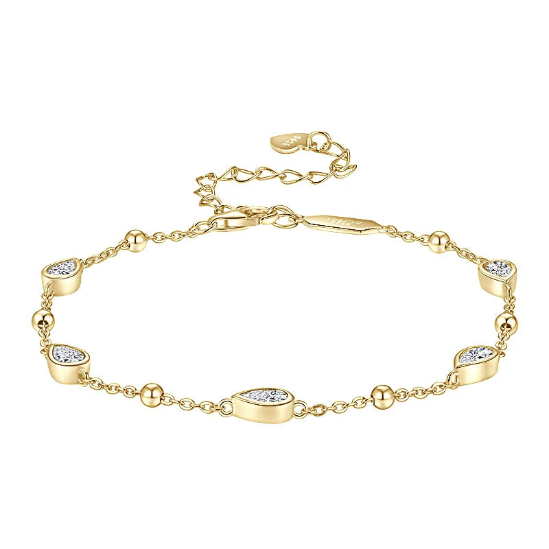 Anizw Teardrop Waterdrop Moissanite Bracelets for Women 925 Silver Certified Pear-shaped Cut Lab Diamond Hand Jewelry 2025 Trend
