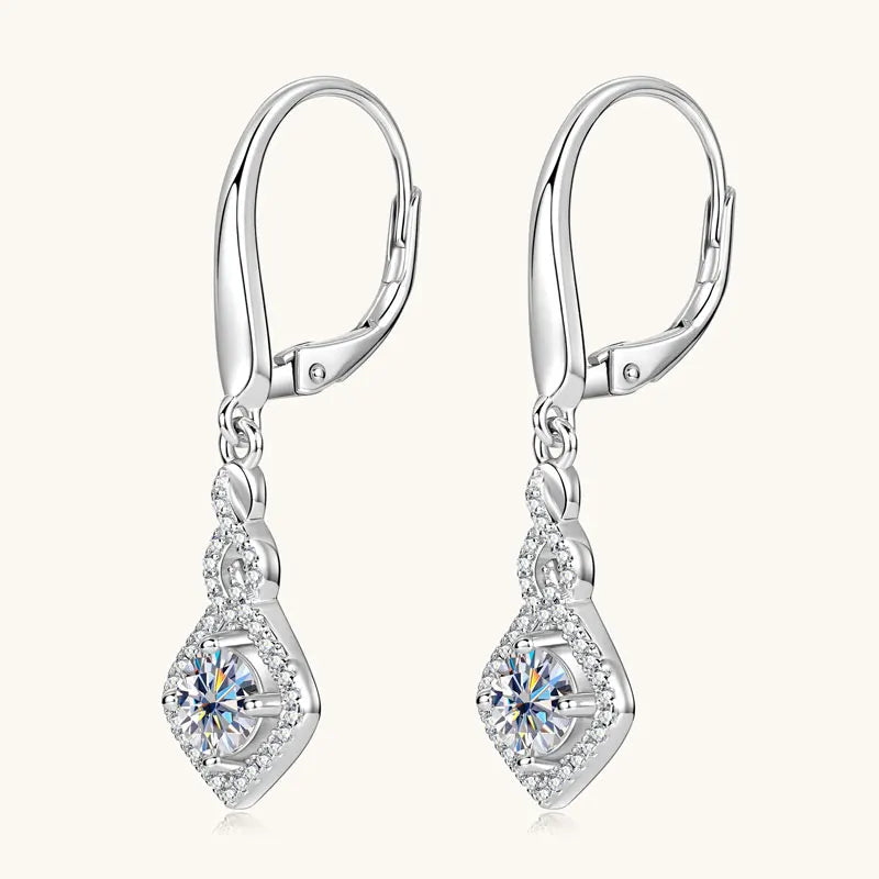 Anziw 0.5CT 5mm D Moissanite Drop Hoop Earrings for Women 925 Silver Flame Design Pendant Wedding Engagement Earrings 2025 New