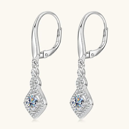 Anziw 0.5CT 5mm D Moissanite Drop Hoop Earrings for Women 925 Silver Flame Design Pendant Wedding Engagement Earrings 2025 New