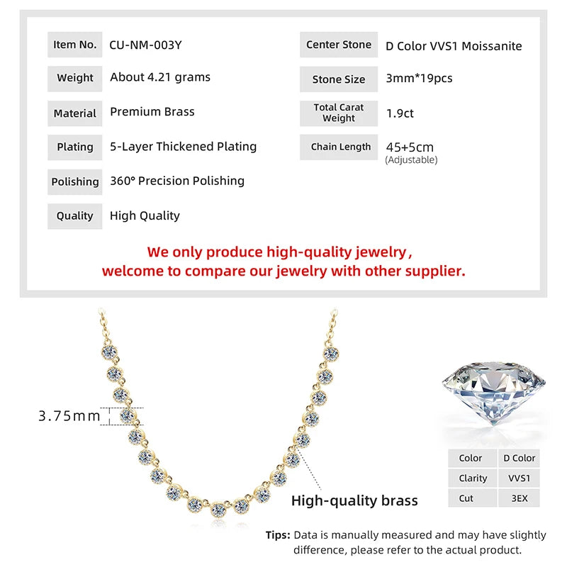 Anziw 14k Gold Filled 3mm D Moissanite Bubble-Style Pendant Necklace for Women